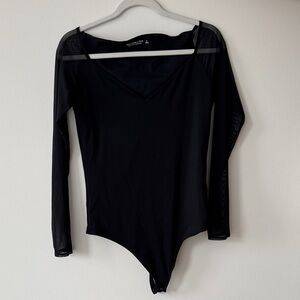 Abercrombie & Fitch Black Mesh Sleeve Bodysuit